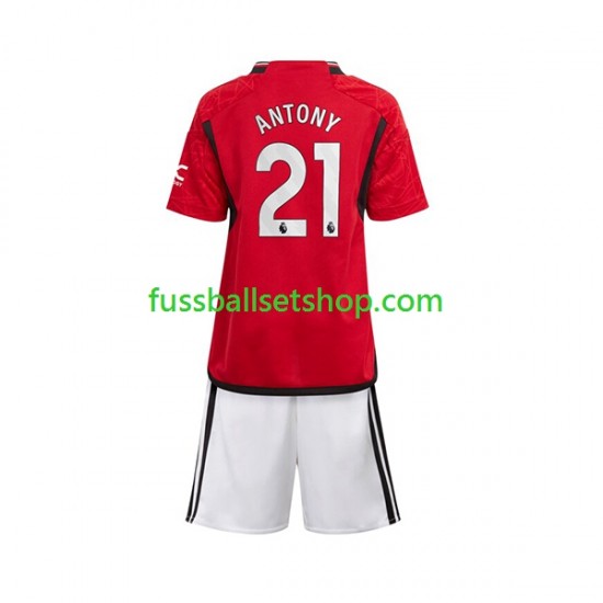 Günstige Fußball Trikotsatz Manchester United Antony Matheus 21 Kinder Heimtrikot 2023-2024 Kurzarm