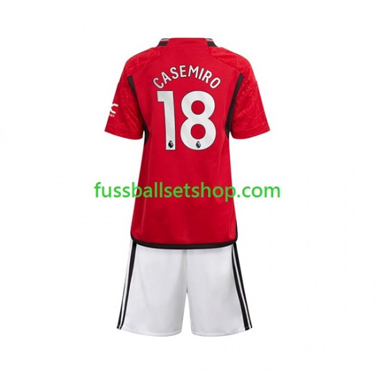 Günstige Fußball Trikotsatz Manchester United Carlos Casemiro 18 Kinder Heimtrikot 2023-2024 Kurzarm