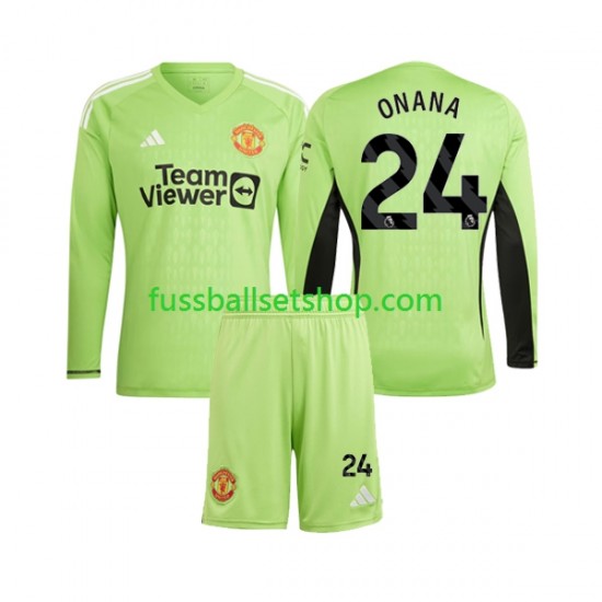 Günstige Fußball Trikotsatz Manchester United Andre Onana 24 Torwart Kinder Heimtrikot 2023-2024 Langarm