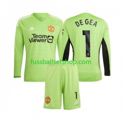 Günstige Fußball Trikotsatz Manchester United De Gea 1 Torwart Kinder Heimtrikot 2023-2024 Langarm