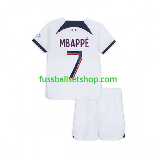 Günstige Fußball Trikotsatz Paris Saint-Germain Mbappé Kylian 7 Kinder Auswärtstrikot 2023-2024 Kurzarm