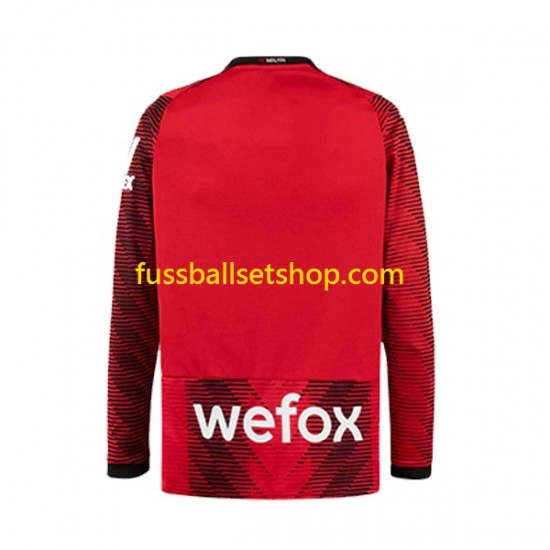Günstige Fußball Trikotsatz AC Mailand Herren Heimtrikot 2023-2024 Langarm