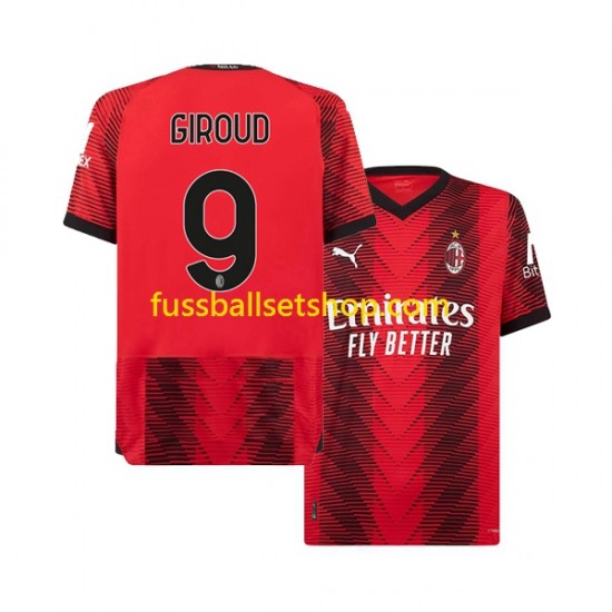 Günstige Fußball Trikotsatz AC Mailand Olivier Giroud 9 Herren Heimtrikot 2023-2024 Kurzarm