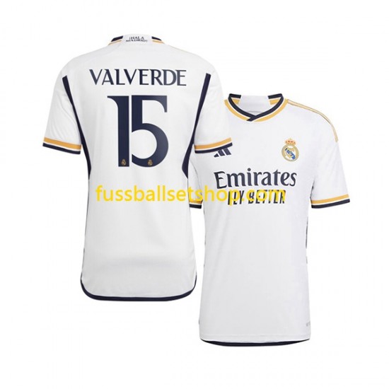 Günstige Fußball Trikotsatz Real Madrid Federico Valverde 15 Herren Heimtrikot 2023-2024 Kurzarm