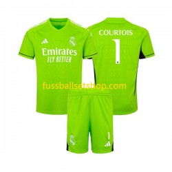 Günstige Fußball Trikotsatz Real Madrid Thibaut Courtois 1 Torwart Kinder Heimtrikot 2023-2024 Kurzarm