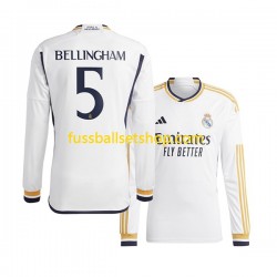 Günstige Fußball Trikotsatz Real Madrid Jude Bellingham 5 Herren Heimtrikot 2023-2024 Langarm