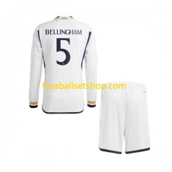Günstige Fußball Trikotsatz Real Madrid Jude Bellingham 5 Kinder Heimtrikot 2023-2024 Langarm