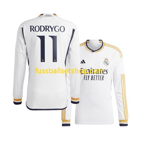 Günstige Fußball Trikotsatz Real Madrid Rodrygo Goes 11 Herren Heimtrikot 2023-2024 Langarm