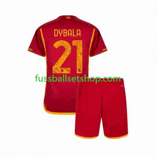 Günstige Fußball Trikotsatz AS Rom Paulo Dybala 21 Kinder Heimtrikot 2023-2024 Kurzarm