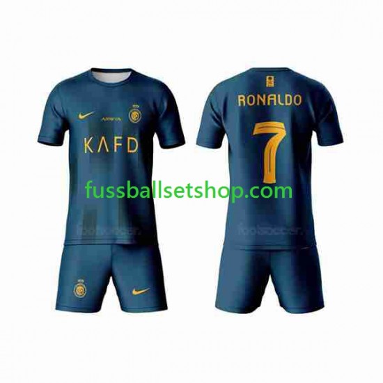 Günstige Fußball Trikotsatz Al-Nassr Ronaldo 7 Kinder Auswärtstrikot 2023-2024 Kurzarm
