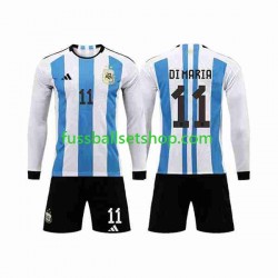 Günstige Fußball Trikotsatz Argentinien 3 Stars Di Maria 11 Kinder Heimtrikot World Cup 2022 Langarm