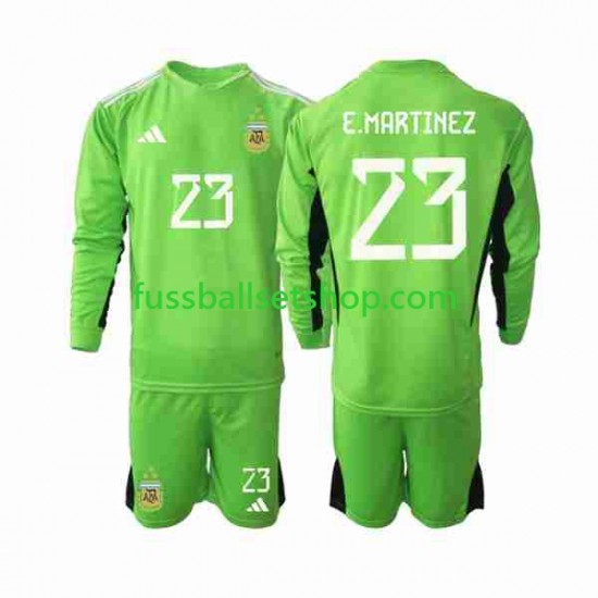 Günstige Fußball Trikotsatz Argentinien Emiliano Martinez 23 Torwart Kinder Heimtrikot World Cup 2022 Langarm