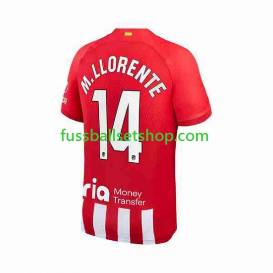 Günstige Fußball Trikotsatz Atlético Madrid 2 Marcos Llorente 14 Herren Heimtrikot 2023-2024 Kurzarm