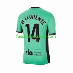 Günstige Fußball Trikotsatz Atlético Madrid 2 Marcos Llorente 14 Herren Ausweichtrikot 2023-2024 Kurzarm