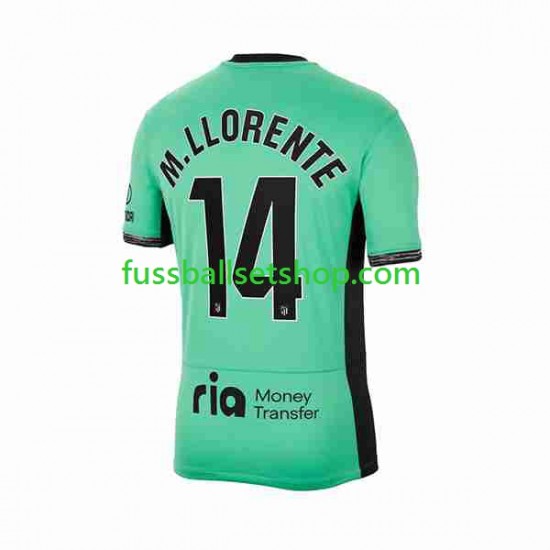 Günstige Fußball Trikotsatz Atlético Madrid 2 Marcos Llorente 14 Herren Ausweichtrikot 2023-2024 Kurzarm