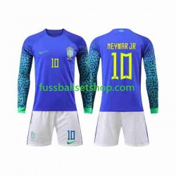 Günstige Fußball Trikotsatz Brasilien Neymar Jr 10 Kinder Auswärtstrikot World Cup 2022 Langarm