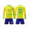 Günstige Fußball Trikotsatz Brasilien Neymar Jr 10 Kinder Heimtrikot World Cup 2022 Langarm