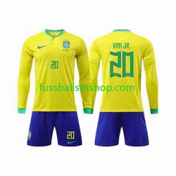 Günstige Fußball Trikotsatz Brasilien Vinicius Junior 20 Kinder Heimtrikot World Cup 2022 Langarm