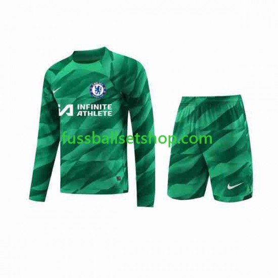 Günstige Fußball Trikotsatz Chelsea Torwart Kinder Ausweichtrikot 2023-2024 Langarm