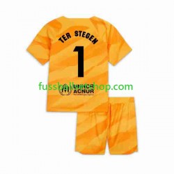 Günstige Fußball Trikotsatz FC Barcelona Ter Stegen 1 Torwart Kinder Viertestrikot 2023-2024 Kurzarm