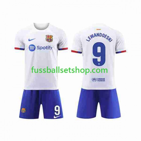 Günstige Fußball Trikotsatz FC Barcelona LEWANDOWSKI 9 Kinder Auswärtstrikot 2023-2024 Kurzarm