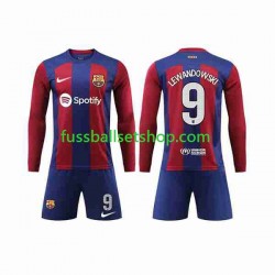 Günstige Fußball Trikotsatz FC Barcelona LEWANDOWSKI 9 Kinder Heimtrikot 2023-2024 Langarm