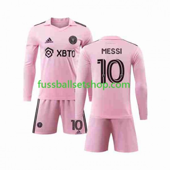 Günstige Fußball Trikotsatz Inter Miami Lionel Messi 10 Kinder Heimtrikot 2023-2024 Langarm