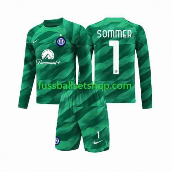 Günstige Fußball Trikotsatz Inter Mailand Sommer 1 Torwart Kinder Auswärtstrikot 2023-2024 Langarm