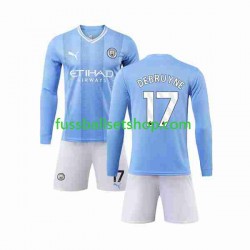 Günstige Fußball Trikotsatz Manchester City Kevin De Bruyne 17 Kinder Heimtrikot 2023-2024 Langarm