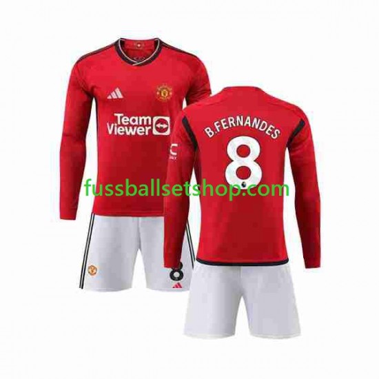 Günstige Fußball Trikotsatz Manchester United B Fernandes 8 Kinder Heimtrikot 2023-2024 Langarm