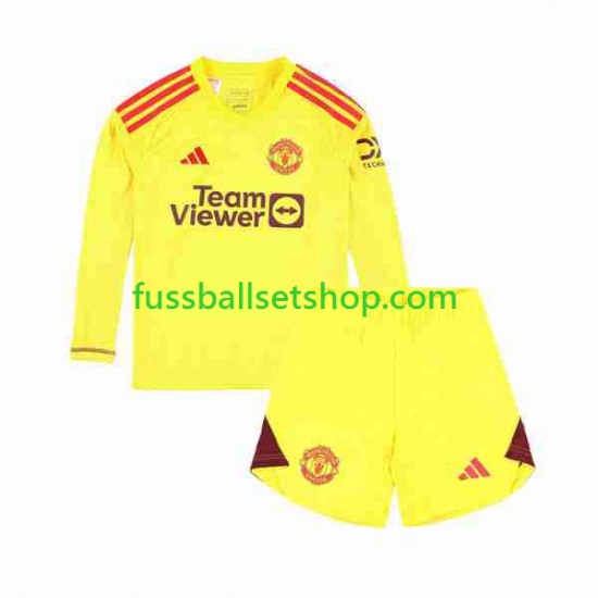 Günstige Fußball Trikotsatz Manchester United Torwart Kinder Heimtrikot 2023-2024 Langarm