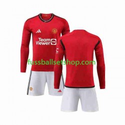 Günstige Fußball Trikotsatz Manchester United Kinder Heimtrikot 2023-2024 Langarm