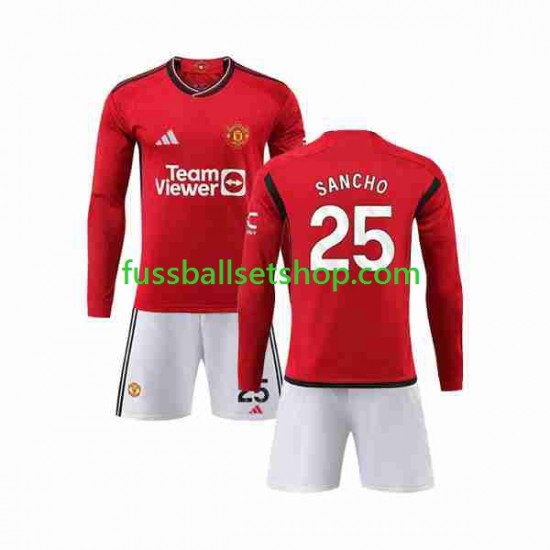 Günstige Fußball Trikotsatz Manchester United Sancho 25 Kinder Heimtrikot 2023-2024 Langarm