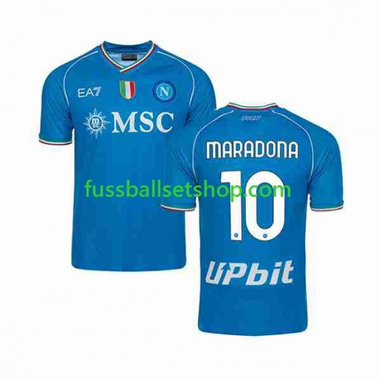 Günstige Fußball Trikotsatz SSC Neapel Maradona 10 Herren Heimtrikot 2023-2024 Kurzarm