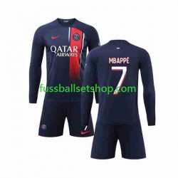 Günstige Fußball Trikotsatz Paris Saint-Germain Mbappé Kylian 7 Kinder Heimtrikot 2023-2024 Langarm