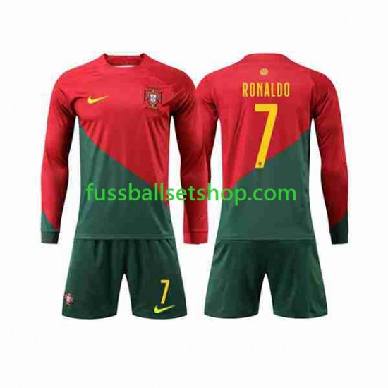 Günstige Fußball Trikotsatz Portugal Ronaldo 7 Kinder Heimtrikot World Cup 2022 Langarm