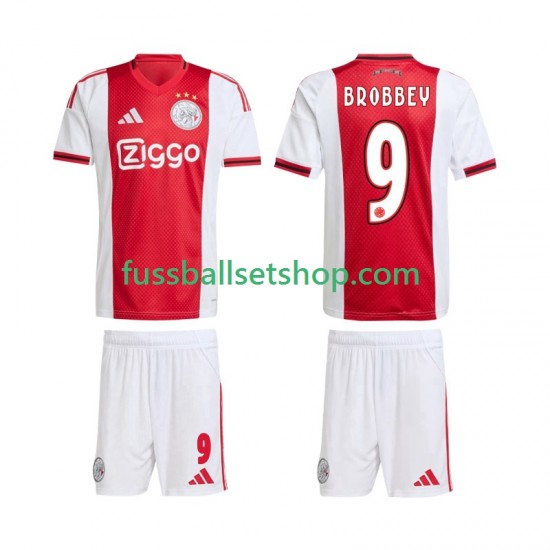 Günstige Fußball Trikotsatz Ajax Amsterdam Brian Brobbey 9 Kinder Heimtrikot 2025-2026 Kurzarm