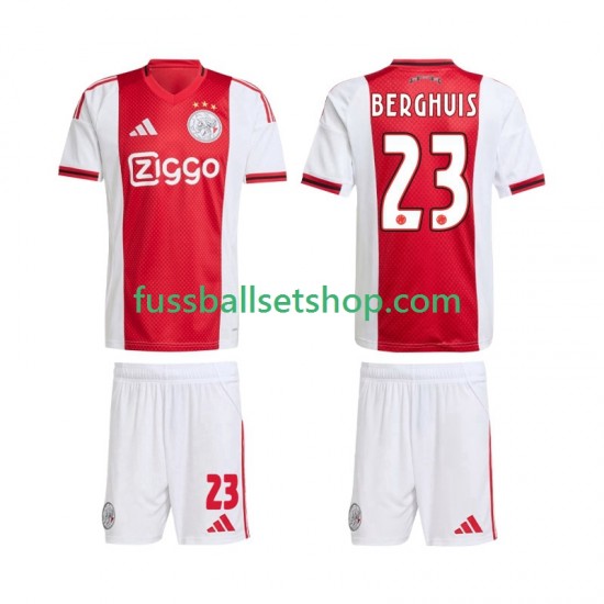 Günstige Fußball Trikotsatz Ajax Amsterdam Steven Berghuis 23 Kinder Heimtrikot 2025-2026 Kurzarm