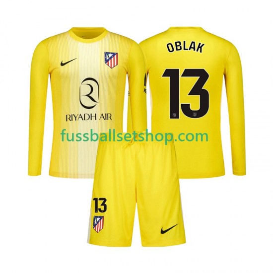 Günstige Fußball Trikotsatz Atlético Madrid Jan Oblak 13 Torwart Kinder Heimtrikot 2025-2026 Langarm