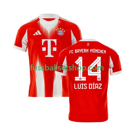 Günstige Fußball Trikotsatz FC Bayern München Luis Diaz 14 Herren Heimtrikot 2025-2026 Kurzarm