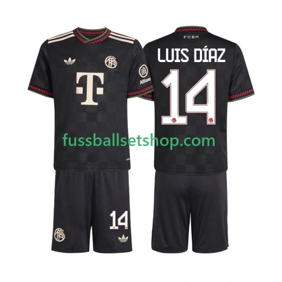 Günstige Fußball Trikotsatz FC Bayern München Luis Diaz 14 Kinder Ausweichtrikot 2025-2026 Kurzarm