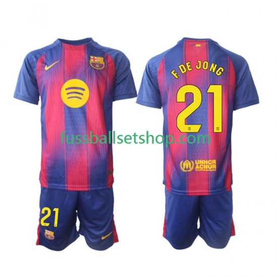 Günstige Fußball Trikotsatz FC Barcelona Frenkie de Jong 21 Kinder Heimtrikot 2025-2026 Kurzarm
