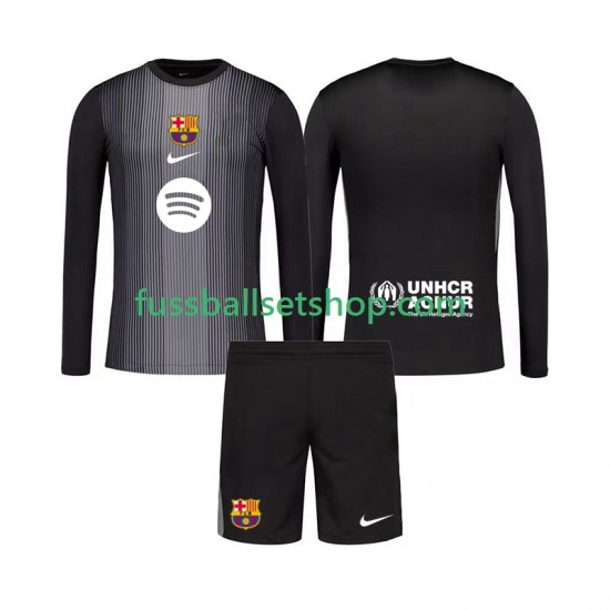Günstige Fußball Trikotsatz FC Barcelona Torwart Kinder Ausweichtrikot 2025-2026 Langarm