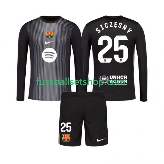 Günstige Fußball Trikotsatz FC Barcelona Szczesny 25 Torwart Kinder Ausweichtrikot 2025-2026 Langarm