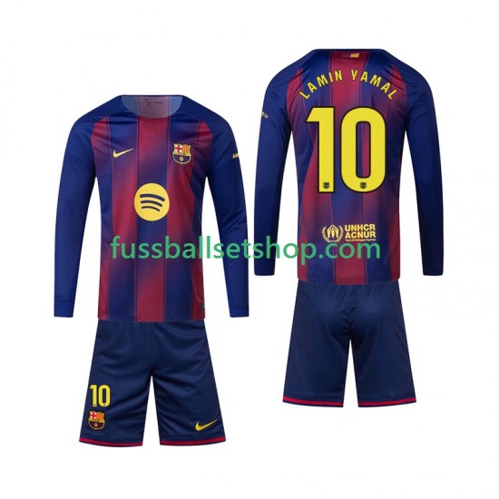 Günstige Fußball Trikotsatz FC Barcelona Lamine Yamal 10 Kinder Heimtrikot 2025-2026 Langarm