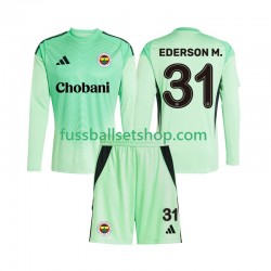 Günstige Fußball Trikotsatz Fenerbahce Ederson Moraes 31 Torwart Kinder Auswärtstrikot 2025-2026 Langarm