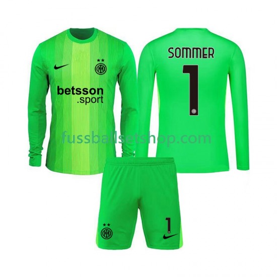 Günstige Fußball Trikotsatz Inter Mailand Yann Sommer 1 Torwart Kinder Ausweichtrikot 2025-2026 Langarm