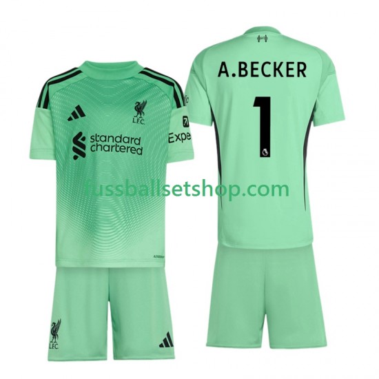 Günstige Fußball Trikotsatz Liverpool Alisson Becker 1 Torwart Kinder Heimtrikot 2025-2026 Kurzarm