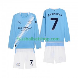 Günstige Fußball Trikotsatz Manchester City Omar Marmoush 7 Kinder Heimtrikot 2025-2026 Langarm