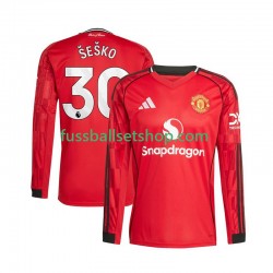 Günstige Fußball Trikotsatz Manchester United Benjamin Sesko 30 Herren Heimtrikot 2025-2026 Langarm